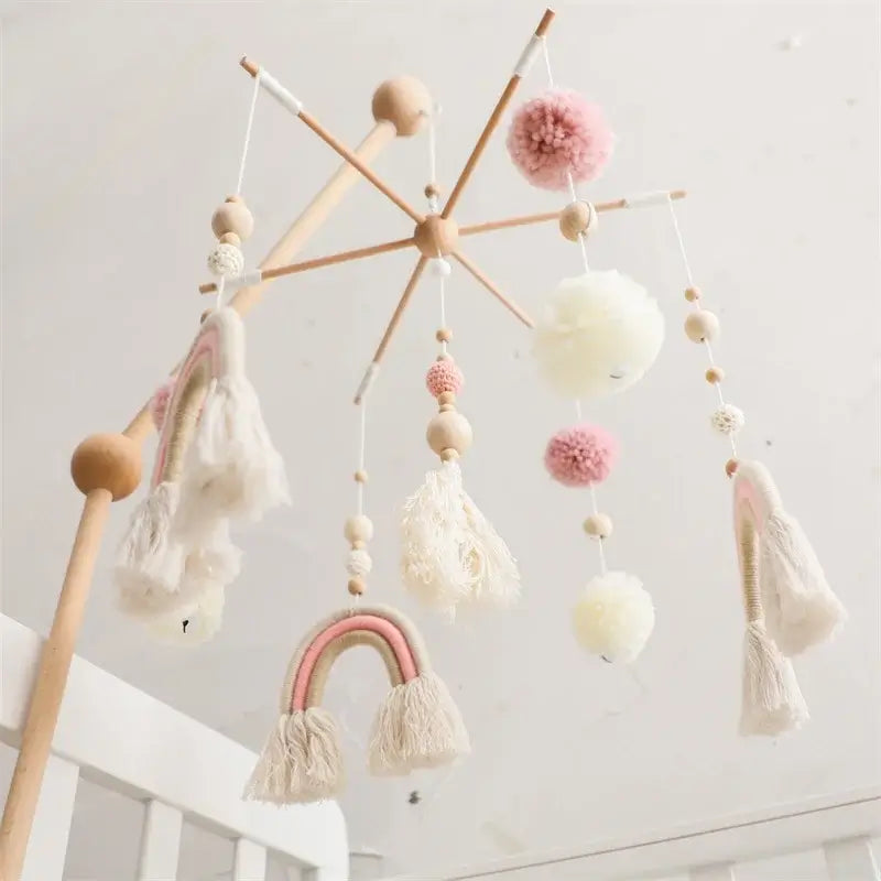 Mobile lit Bébé | Arc-en-Ciel en Bois Naturel Bohème