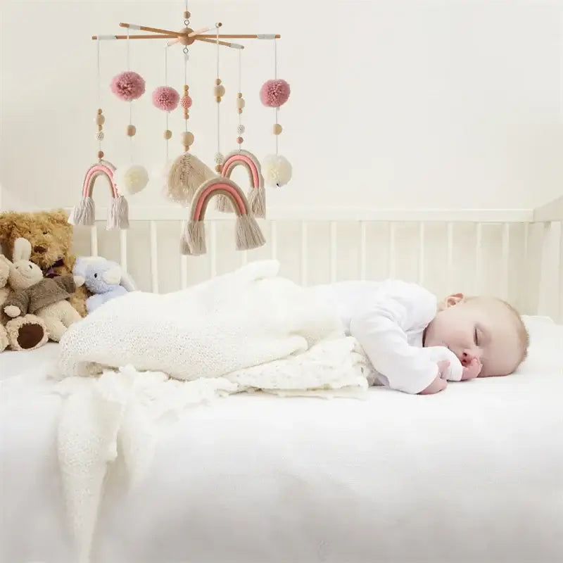 Mobile lit Bébé | Arc-en-Ciel en Bois Naturel Bohème