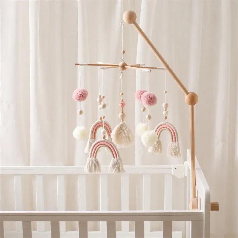 Mobile lit Bébé | Arc-en-Ciel en Bois Naturel Bohème